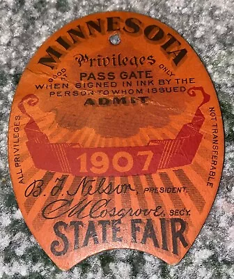 Scarce 1907 Minnesota State Fair Admission Gate Pass  • $89.99