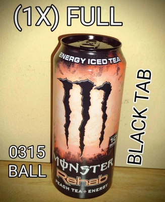 $29 • Buy RARE! 2015 MONSTER ENERGY DRINK - REHAB PEACH TEA 0315 BLACK TAB (1X) FULL Can