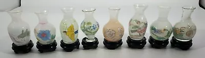 Lot Of 8 Mini Small Asian Bugs Birds Flowers Veggies Glass Vases With Stands • $29.99