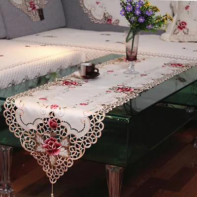 £9.59 • Buy Vintage Embroidered Flower Lace Dining Table Runner Mat Wedding Party Home Decor