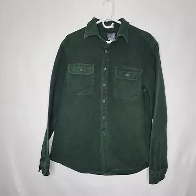 J. Crew 100% Cotton Forest Green LS Slim Flannel Button Up Shirt Men's Sz Large • $14.99