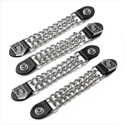 4pc Leather Vest Extenders POW MIA FLAG Chrome Chain 6.5  Long Snap Motorcycle • $23.99