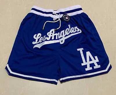 Los Angeles Dodgers Mens Shorts  Blue Stitched  Baseball Shorts S-3XL • $26.88