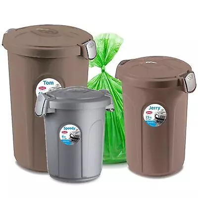 HOME CENTRE Indoor Outdoor Clip On Lid 8 23 46 L Plastic Waterproof Waste Bin • £9.73