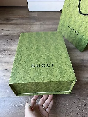 GUCCI Magnetic Green Gift Box EMPTY 12” X 8.5” X 4 1/8” Fits A Handbag • $40