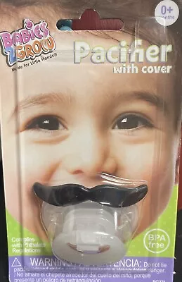 Funny Mustache Pacifier With Cover BPA 0+Months New In Sealed Package • $18