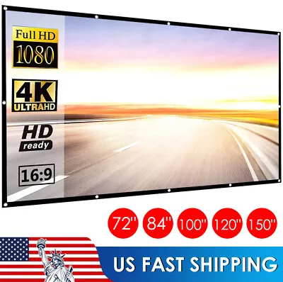 120/150  Inch Projection Projector Screen Fabric 16:9 HD Indoor 3D Movie Theater • $12.79