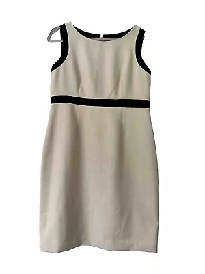 Size 12 Black Label Evan Picone Tan Beige With Black Border Formal Pencil Dress • $15