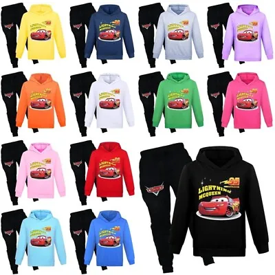 Kids Cars LIGHTNING MCQUEEN Casual Hoodie Pants Suits Boys Hoody Tracksuit Sets • £18.99