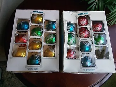 Vintage HOLLY Lot Of 19 Christmas Ornament Glass Ball Stenciled Glitter 2 5/8 In • $17.50