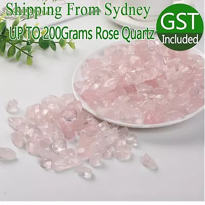 UP 200 Grams Rose Quartz Mini Crystal Chips Pink Gemstone Polished Stones Bulk A • $8.99