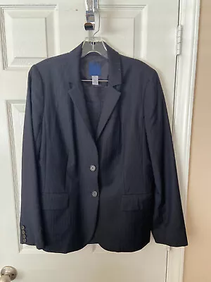 Womans J Crew Navy Blue W/Pinstripe Skirt Suit - Size 12 • $45.50