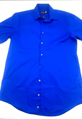 J. Ferrar Slim Stretch Technology Shirt Size M 15-15.Vibrant Blue Short Sleeve • $10.95