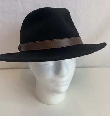 Vintage Country Gentleman Lite Felt 100% Wool Black Fedora Hat USA Bryson • $35