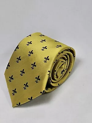 Gold And Black Fleur De Lis Men's Necktie Mardi Gras Fashion Wedding Neck Tie • $17.95