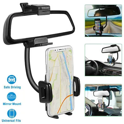 Car Rear View Mirror Mount Stand Holder Adjustable Gooseneck For Cell Phone GPS • $6.90