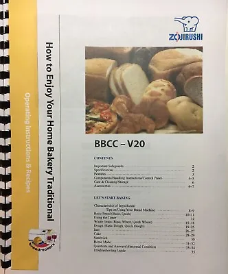 OWNER'S MANUAL  For Zojirushi Home Bakery Traditional Breadmaker BBCC-V20  • $22.14