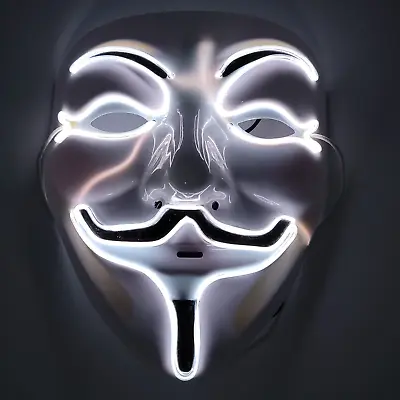 $9.99 • Buy Vendetta Guy Fawkes LED Mask Light Up Anonymous Hacker Cosplay Party Rave EDC