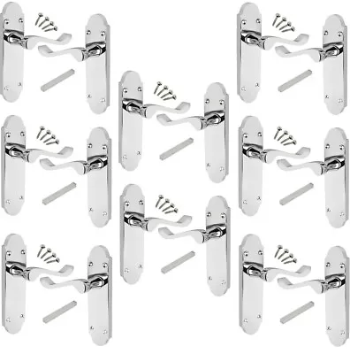 £38.99 • Buy 8 Pack Of Shaped Scroll Polished Chrome Door Handles 168mm X 42mm SALE PRICES
