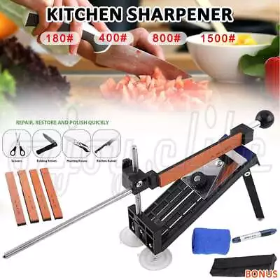 Professional Chef Knife Sharpener Kitchen Sharpening System Fix Angle +4 Stones • $21.15