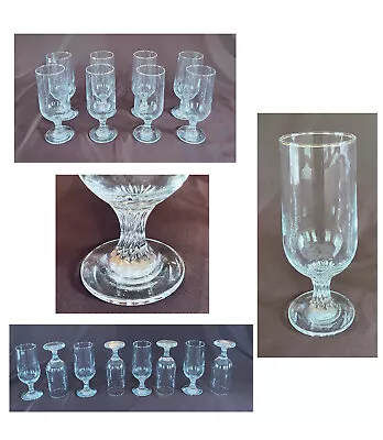 VINTAGE Wine Glass Goblets 12 Oz Clear Glass TWISTED STEM 8-Piece Set • $42.88