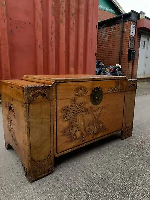 ART DECO  Chinese Antique Camphor  Wood  / Chest 🚚DELIVERY £40 Most Uk • £175