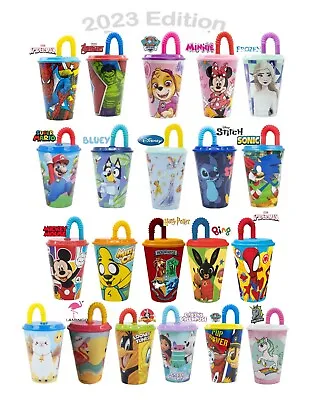 New 2023 Kids Character Sports Tumbler 430ML Drinking Plastic Cup With Straw • £7.49
