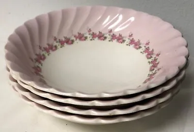 Myott 4 Olde Chelsea Staffordshire Pink Petite Rose England Soup Cerial Bowls • $140