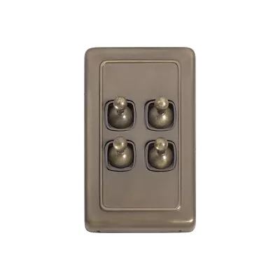 SWITCH-DECO WALL-4 GANG-ANTIQUE BRASS-period RESTORATION Vintage Heritage-NEW • $120