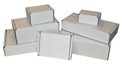 White Die Cut Folding Lid Postal Cardboard Boxes Small Parcel Shipping Cartons • £12.30