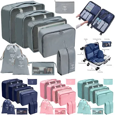 9PCS Packing Cubes For Suitcase Compression Travel Luggage Organiser Storage Bag • $7.99