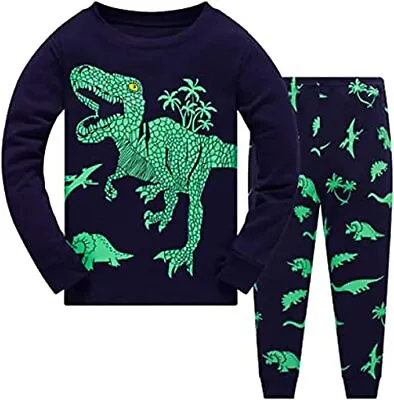 £7.99 • Buy CUQOO 2 Pcs Dinosaur Pyjamas For Kids Full Sleeve Top Boys Nightwear Printed PJs