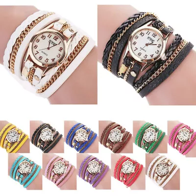 CCQ Luxury Brand Vintage Leather Bracelet Watch Men Women Wristwatch • $2.75