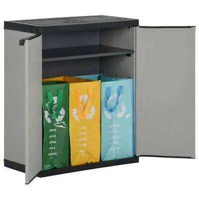 Garden Waste Cabinet Shelf Storage Outdoor Recycling Waste Bags Rubbish Bin Shed • £107.95