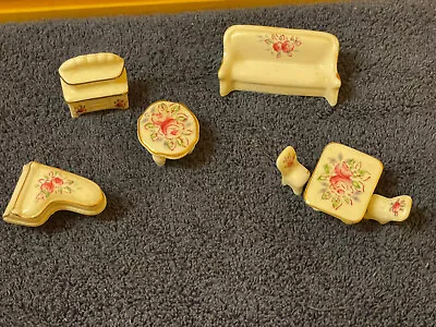 Mini Porcelain Furniture - Made In Japan - 7 Pieces - Vintage - Hard To Find • $39.99