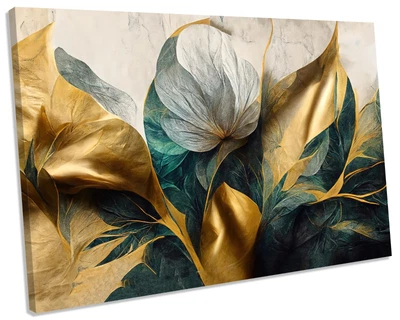 £17.99 • Buy Japanese Art Gold Oriental Flowers Canvas Wall Art Picture Print