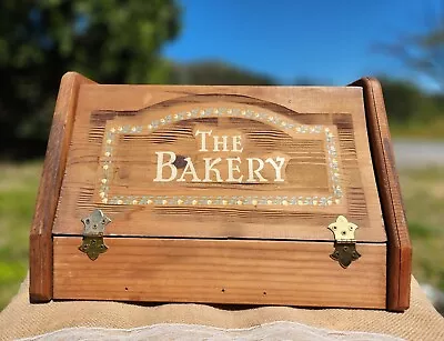 The Bakery Bread Box Country Farmhouse Keeper Kitchen Handmade Stained Wood Vtg • $49.99