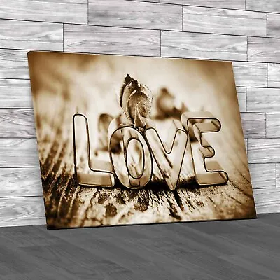 Rose Love Saying Sepia Canvas Print Large Picture Wall Art • £14.95