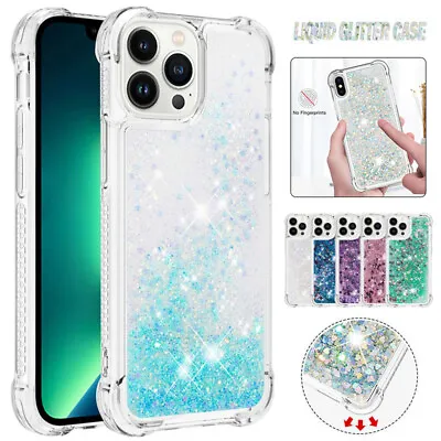 $12.99 • Buy For IPhone 15 14 13 12 11 Pro Max SE 8 7 Plus XR Case Liquid Glitter Bling Cover