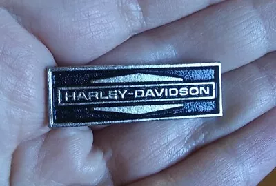 Vintage HARLEY DAVIDSON MOTORCYCLE BADGE JACKET HAT VEST LAPEL PIN BLACK/SILVER • $9.78