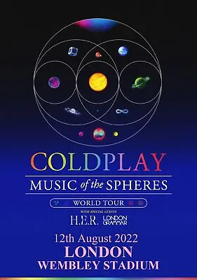 COLDPLAY TOUR 2022 WEMBLEY Poster  260gsm Various Sizes • £3