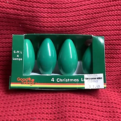 GOOD TIDINGS .. C9  Christmas Light Replacement Bulbs .. Green .. 4 Pack .. NEW • $9.98