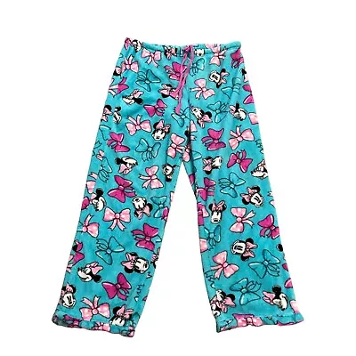 Disney Minnie Mouse Women's Sleep Fleece Pants Teal Blue Pink Size Medium • $14.40