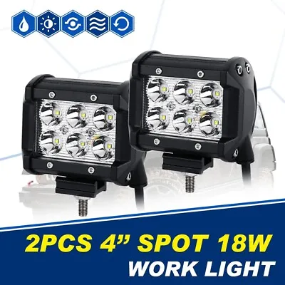 2x 4  Inch 18W LED Light Bar Cube Spot Offroad Fog Lamp SUV Truck Driving 4WD • $29.99