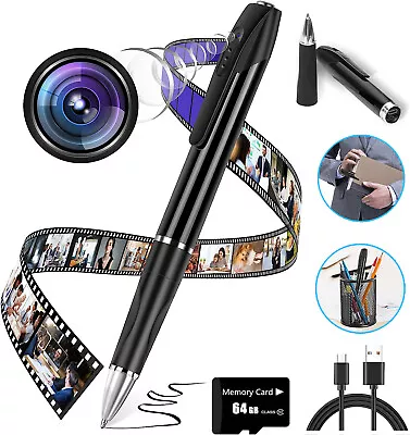 64G Card 1080P Mini Hidden Spy Camera Pen Security Nanny Camera Video Recorder • $39.99