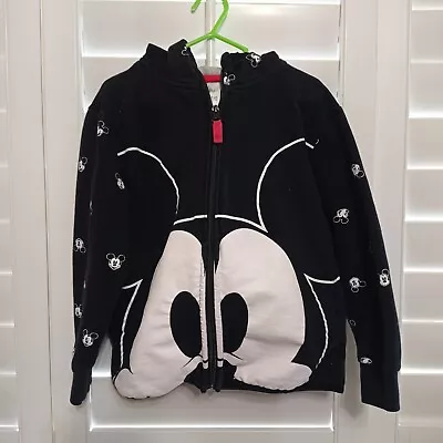 Disney Store Mickey Mouse Toddler Jacket Black Full Zip Hoodie Size 5-6 • $13.99