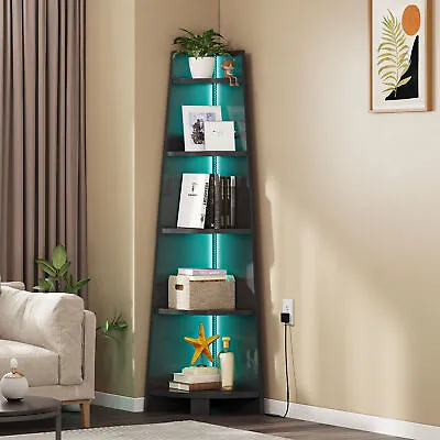 LED Corner Shelf Ladder Shelving Unit Bookcase Bookshelf Storage Display Rack • $62.36