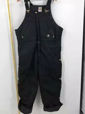 Carhartt Mens R33 Black Adjustable Strap Outdoor Bib Overall Pants Size 42X32 • $24.81