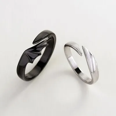 2x Matching Rings For Woman Man Angel Devil Open Rings Adjustable Couple Rings • $7.04