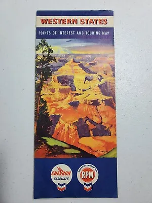 Vintage Chevron Western States Points Of Interest And Touring Map • $15.50